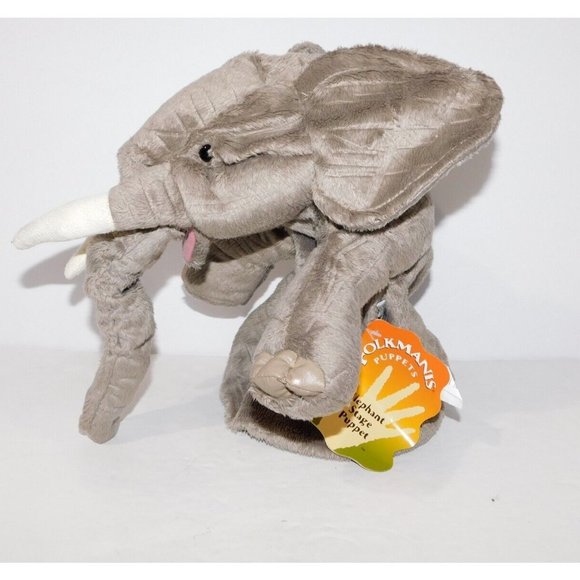 Folkmanis Gray Elephant Stage Puppet 14" Mouth, trunk and Front legs move NEW - Picture 4 of 7